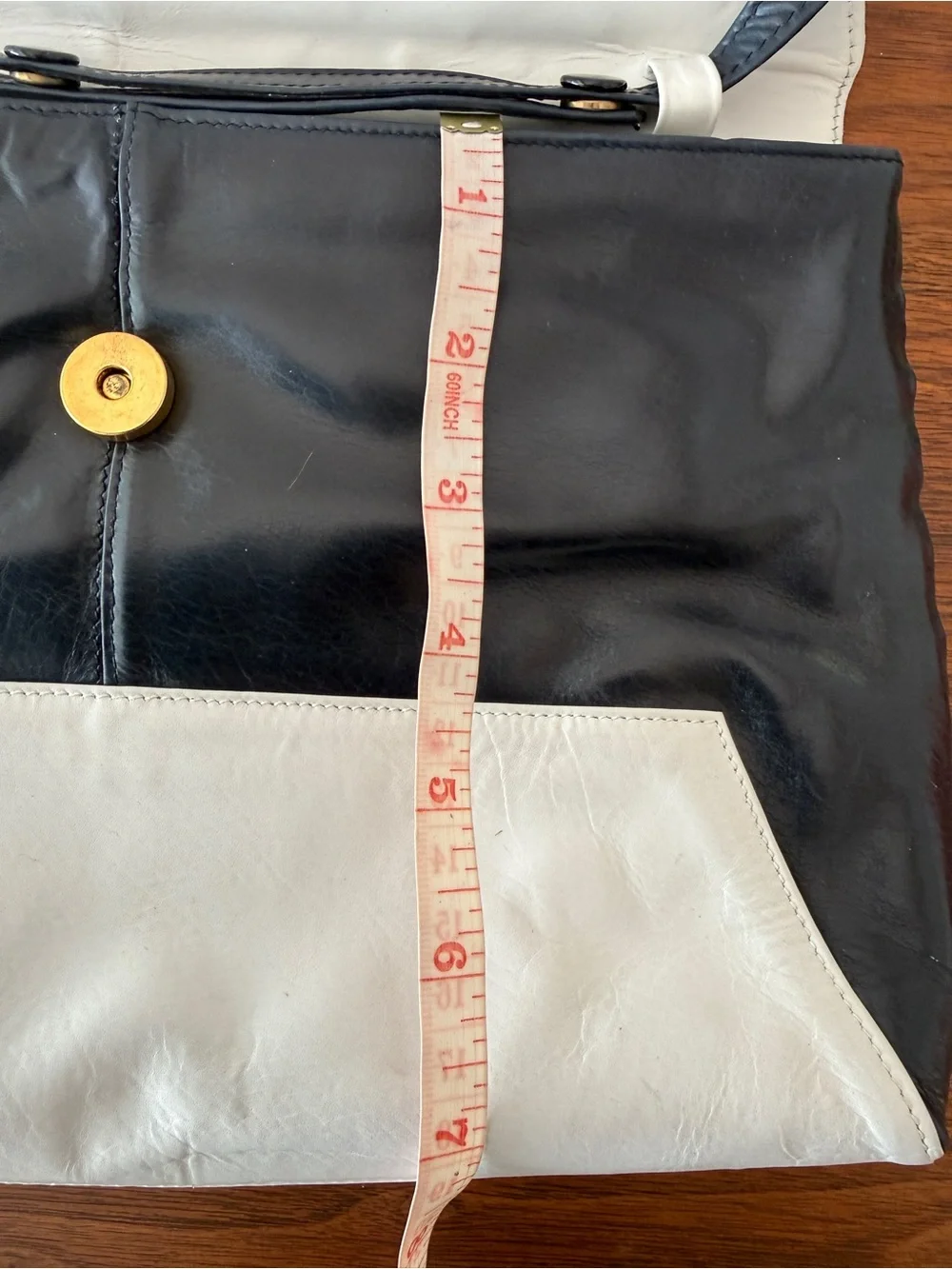 Vintage Charles Jourdan Paris Dark Navy & White Leather Convertible Shoulder Bag